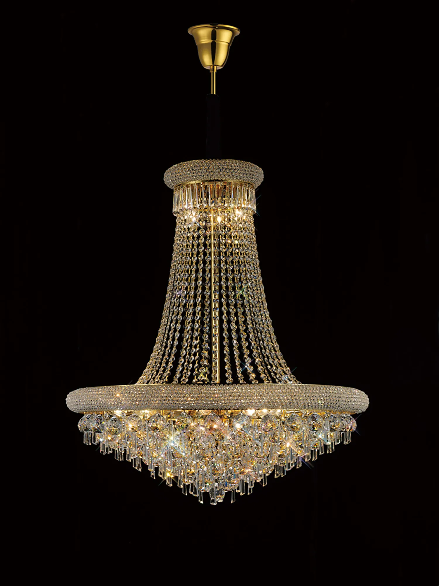 Alexandra Gold Crystal Ceiling Lights Diyas Statement Crystal Fittings